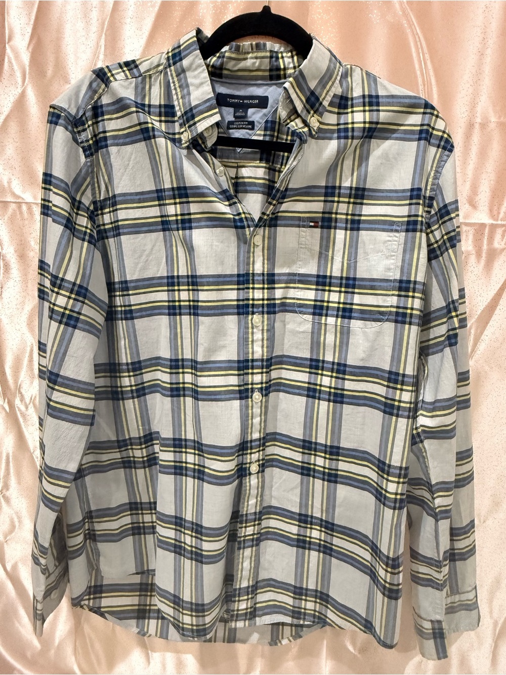 Tommy Hilfiger White, Blue & Yellow Plaid Button-Down Shirt